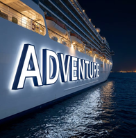 Enseigne lumineuse LED de luxe en acier inoxydable de qualité marine, lettres pour yacht, nom de bateau illuminé pour la décoration du pont de navire de croisière