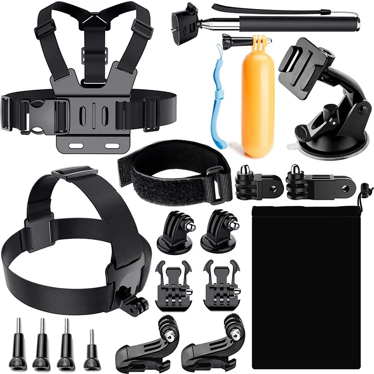 JUNNX Go pro Action Camara Accessories Kit Floating Handle Grip/ J-Hook Buckle/ Camera Chest Strap for Gopro Hero 10 9 8 7 6 5 4