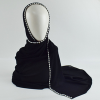 Haute qualité plaine Tudung perle perlée écharpe femmes musulmanes islamique châles écharpe Hijab foulards en mousseline de soie pour les femmes