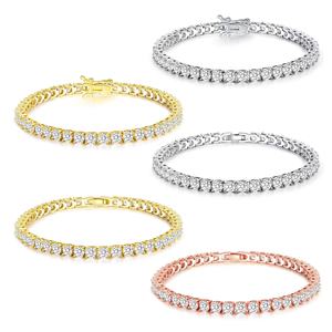 <span class=keywords><strong>Bracciale</strong></span> Tennis Personalizzato in <span class=keywords><strong>Argento</strong></span> 925 e Ottone con Zirconia Cubica 5A da 4MM, Catena in Rame per Donna e Ragazza - Product Image 1