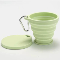 Gobelet pliable en silicone léger, portable, pour voyage, avec couvercle, design moderne avec boucle pour fixation sur sac à dos