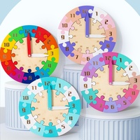 Rompecabezas de madera con forma de reloj de arena, bloques de construcción para niños, reconocimiento del tiempo, juguete educativo para la primera infancia, juguete para estimular el cerebro, ayuda didáctica