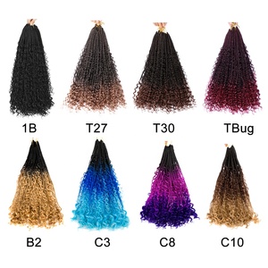 24 pouces Ombre Bohème Boîte Tresses Avec Bouclés Fin Crochet Cheveux Tressage Extension Femmes Boho Tresses Coiffures - Product Image 6