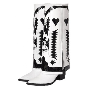 Botas Altas Retro Estilo Western para Mujer, Invierno, Tacón Medio Grueso, Talla Grande 43 - Product Image 2