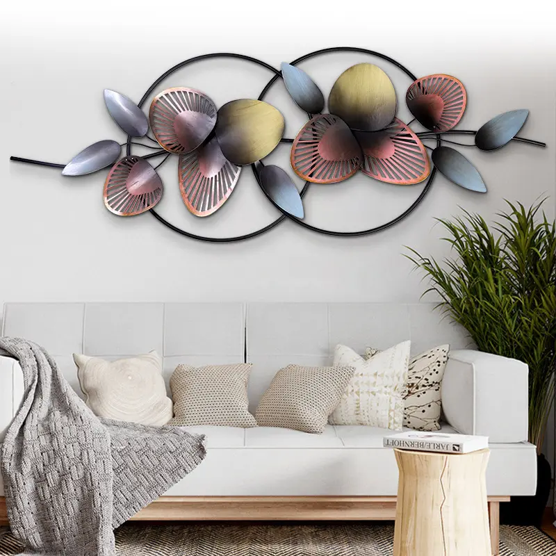 46"L x 16.5"H Classical Minimalist 3D Hollow-out Metal Petals Novelty Colorful Wall Decor