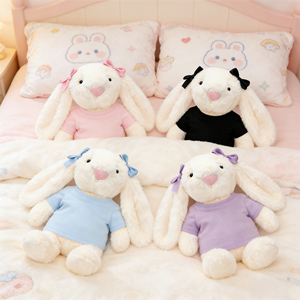 Conejito de Peluche con Orejas Caídas y Camisa Rosa, Conejo de Orejas Largas, Juguetes de Peluche - Product Image 1