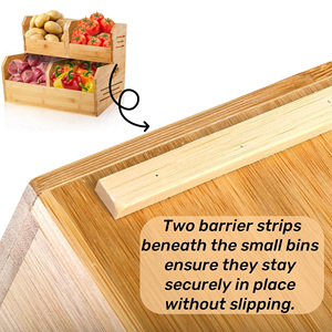 Cestino per Frutta a Due Livelli in Bambù Ecologico, Organizzatore per Dispensa con 4 Scomparti per <span class=keywords><strong>Patate</strong></span> e Cipolle, con Manico - Product Image 5