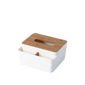 Cheap Plastic Clear Acrylic Container Napkin <b>Paper</b> Holders <b>Tissue</b> Box With Bamboo Lid - Product Image 4