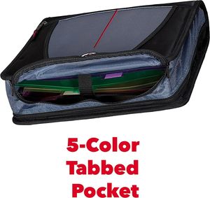 Case-it Mighty Zip Tab Zipper Binder, 3" O-Ring with 5-Color tabs, Shoulder Strap and Handle <b>Expanding</b> <b>File</b> Folder Accessories - Product Image 1