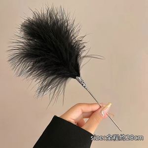 Pasador para el Cabello con Plumas Blancas y Negras, Estilo Chino Moderno, Simple e Innovador, Accesorio para el Cabello Hanfu, Joyería para Mujer - Product Image 4