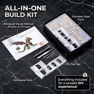 Kit Modello Puzzle 3D in Acciaio Inossidabile di Pterosauro, Scultura Meccanica Steampunk per Adulti, Decorazione per Ufficio e Regalo (Rosso) - Product Image 3