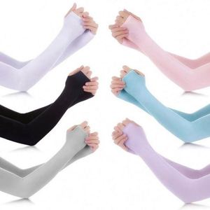 Lot de 2 manchons de bras longs en polyester, effet soie glacée, protection solaire UV, couvre-mains rafraîchissants et chauffants, unisexe, pour la course et la pêche - Product Image 1