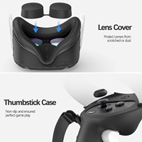 Ensemble de trois pièces en silicone pour Oculus pour Meta Quest 2 Face Cover Lens Cap Joystick Cap Light-Shielding Mask Game Accessories