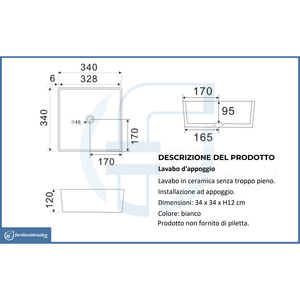 Lavabo de Encimera Moderno y Tradicional de 34.5 x 34.5 cm, de Porcelana y Mármol con Diseño Rústico para Baño u Hotel - Product Image 2