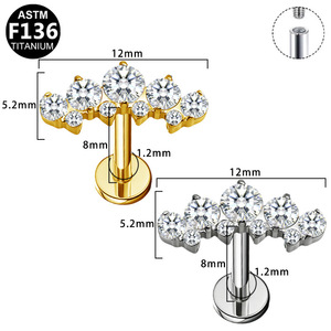 <b>Titanium</b> <b>Stud</b> Earrings Hexagon Zircon Crystal Ear Jewelry For Everyday Wear ASTM F136 <b>Titanium</b> - Product Image 4