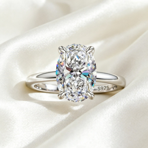 Custom Jewelry Factory 925 Sterling <b>Silver</b> High Quality Oval Cut Rhodium Plated 5A White Zircon Engagement Promise <b>Ring</b> Party - Product Image 1