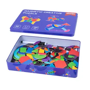 2024 Новое поступление Монтессори детские деревянные 180 шт. магнитные флэш-карты DIY Tangram головоломки Развивающие игрушки для детей