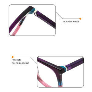 おしゃれな個人透明カラーブロックレトロスタイルライト長方形アセテート眼鏡フレーム - Product Image 3