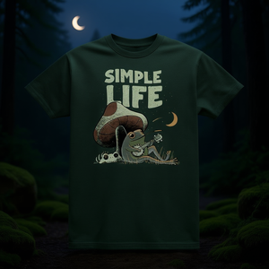 Camiseta Simple Life con estampado gráfico verde oscuro, ropa informal unisex - Product Image 3