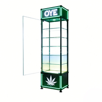 Vitrine d'exposition en verre avec éclairage LED, cadre en aluminium, sur pied, écologique, recyclable, durable, pour magasin de tabac