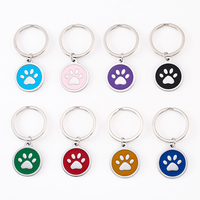 Porte-clés rond Ywyougang en émail avec empreinte de patte, breloque en acier inoxydable avec anneau de clé fendu, accessoire de clé personnalisé gravé