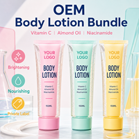 Paket Lotion Tubuh Dual Chamber OEM Vitamin C Minyak Almond Niacinamide Mencerahkan Menutrisi Label Pribadi Grosir