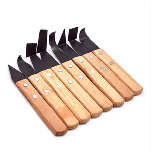 Cpatrick 8 pack wooden handle stainless steel trimming tools trimming knife knife tool clay sculpture for Engraving, Shaping, C