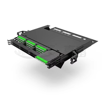 Panel Patch Fiber Modular JFOPT 1U 144 Core High Density MPO/MTP, Chassis 3 Tingkat Terisi Penuh, Hitam, Telekomunikasi FTTH G657A1