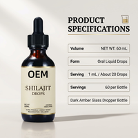 Gouttes de Shilajit de l'Himalaya en marque privée OEM, 60 ml, extrait liquide ultra-premium, complément énergétique
