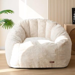 Giant Bean Bag Chair for Adults Oversized <strong>Beanbag</strong> with Filler | <strong>Faux</strong> <strong>Fur</strong> Shell-shaped Large Chair, Stuffed Big Lounge Floor Sofa - Product Image 4