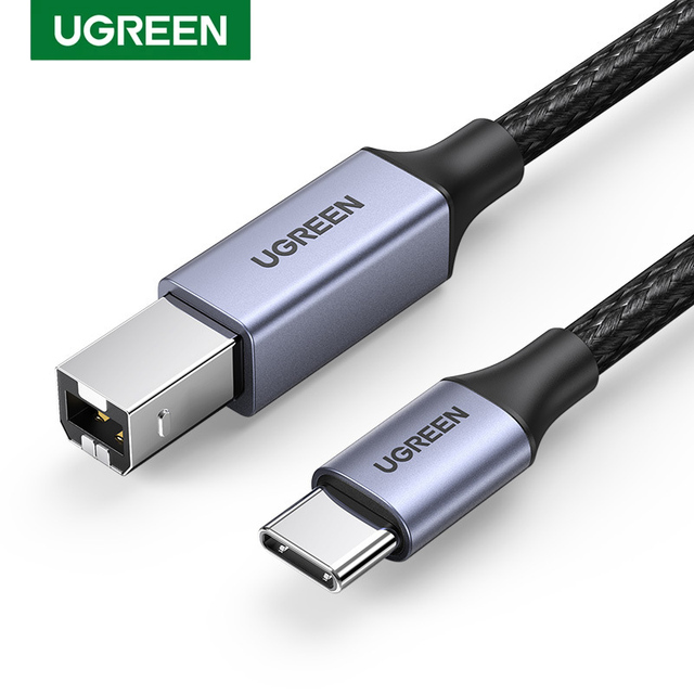 UGREEN USB B to USB C 3 FT Printer Cable Type B 2.0 Printer Cable Braided Printer Scanner Cord for Epson MacBook Pro HP