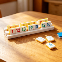 Tuiles de Rummy personnalisées en acrylique jaune crème vif, blocs de jeu numérotés Rummi Kub avec symboles météorologiques