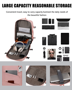 Custom Logo Lightweight Leather Laptop <b>Backpack</b> USB Charging Port Multipurpose Waterproof Business Bag for Men Women Polyester - Product Image 3
