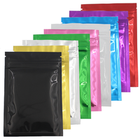 En stock, sacs refermables en mylar et aluminium personnalisés et colorés, sacs plats pour le stockage de thé, de bonbons et d'aliments, avec encoche de déchirure