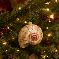Ornement de Noël en verre écologique style vintage, peint à la main, en forme de coquille de Nautilus côtier, pour la décoration de maison de plage et de vacances
