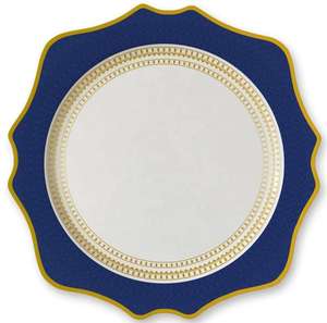 Assiette à bordure de tournesol en porcelaine osseuse vintage, <span class=keywords><strong>bleu</strong></span> <span class=keywords><strong>et</strong></span> <span class=keywords><strong>blanc</strong></span>, céramique avec bordure dorée, <span class=keywords><strong>vaisselle</strong></span> de restaurant, <span class=keywords><strong>vaisselle</strong></span> durable - Product Image 4