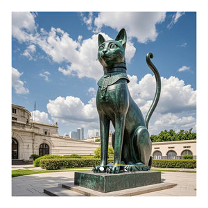 Statue de chat égyptien Statue de chat artisanale en <span class=keywords><strong>bronze</strong></span> Statue d'animaux de compagnie en laiton grandeur nature - Product Image 1