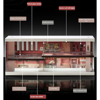 Vitrine de présentation de scène de garage en PVC double couche grande capacité 1/64 avec éclairage pour rangement de voitures miniatures, simulation de parking et salle d'exposition