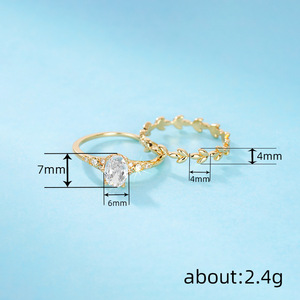 Set di Anelli Geometrici a Foglia di Grano in Due Pezzi per Donne, Eleganti Gioielli per Matrimonio e Fidanzamento - Product Image 5