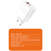 Pengisi Daya Dinding USB Tipe-C GaN 45W WUW PD dengan Dua Antarmuka untuk Ponsel, Tablet & Kamera