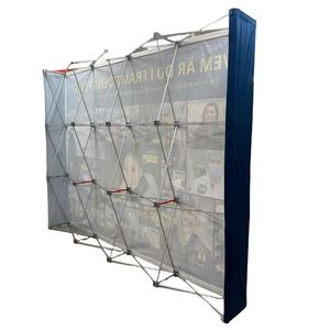 Durable Pop-Up Tension <b>Frame</b> Media Banner Display Quick Set-Up Large Trade Show <b>Backdrop</b> Stand for Advertising - Product Image 1