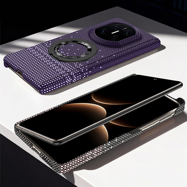 Suitable for Huawei MateX7 Dual Center Axis Carbon Fiber Rotating Stand Case Starlan Series Rotating Ring Stand Phone Case