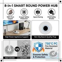 Clieam Wholesale Round Power Strip 6 Stopkontak AC dengan 2 USB-A PD 18W Pengisian Cepat 1250W Kabel Ekstensi Desktop untuk Rumah Kantor.