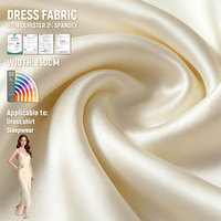 Tissu en satin imitation acétate double face, 180 g/m², 97 % polyester, 3 % élasthanne, doux et infroissable, pour robes - Vente en gros