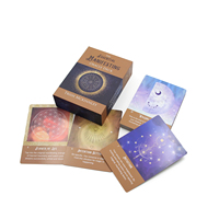 Cartes de tarot personnalisables or et blanc avec impression de logo pour la découverte de soi, revêtement brillant, boîte personnalisée écologique, commandes en gros bienvenues