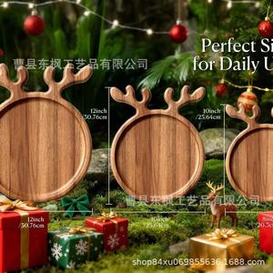 Bandeja de servir de madera con forma de asta de ciervo, de madera de acacia, ligera, para frutas y embutidos, ideal para aperitivos en fiestas navideñas. - Product Image 3
