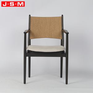 Chaise de salle à manger noire style Japandi nordique en bois de chêne, chaise minimaliste avec dossier en corde de papier pour la maison et la cuisine - Product Image 1
