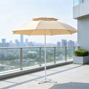 Parasol double étage en fibre de verre, super résistant au vent, pour plage, jardin et café - Product Image 1