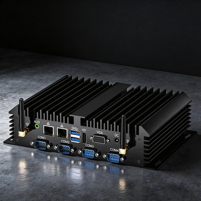 Industrial Fanless Mini PC Intel Core I7-5500U 6 COM Ports 2 LAN 512GB SSD Rugged Aluminum Computer for Automation System