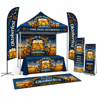 Ensemble de stand de salon professionnel avec toit rétractable imperméable imprimé UV, structure en aluminium, tissu Oxford, housse de table, drapeaux et bannières